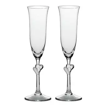 Stlzle Lausitz 388 52 07 Бокал для шампанского в подарочной упаковке, хрустальный бокал с 2 сердечками, 175 мл, прозрачный (2 шт. в упаковке)