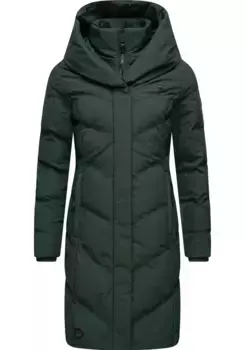 Стёганое пальто Ragwear "Наталка Меланж", стеганое женское зимнее пальто с капюшоном на подкладке, зеленый