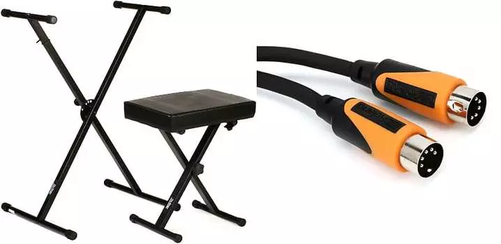 Стойка для клавиатуры On-Stage KPK6500 и комплект Bench Pack с MIDI-кабелем Roland RMIDI-B5 Black Series — 5 футов Roland + On-Stage RMIDI-B5=1 KPK6500=1