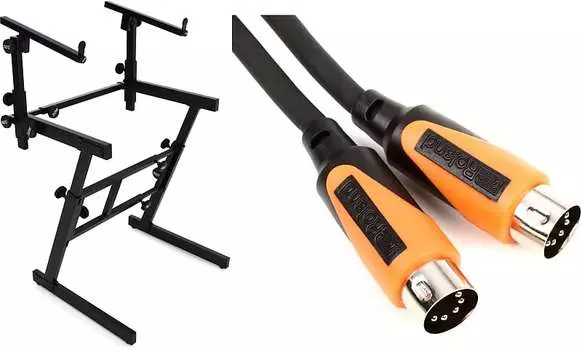 Стойка для клавиатуры On-Stage KS7365-EJ Folding-Z с комплектом 2-го уровня и MIDI-кабелем Roland RMIDI-B3 Black Series — 3 фута Roland + On-Stage RMIDI-B3=1 KS7365EJ=1