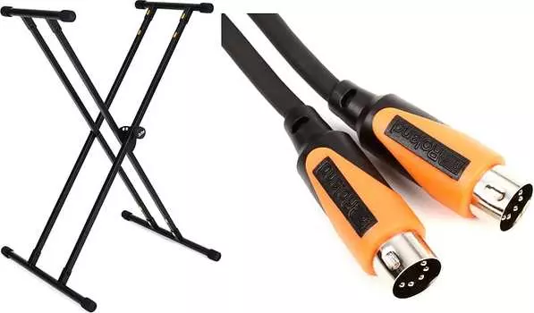 Стойка для клавиатуры On-Stage KS8191 Bullet Nose с комплектом креплений Lok-Tight и MIDI-кабелем Roland RMIDI-B3 Black Series — 3 фута Roland + On-Stage RMIDI-B3=1 KS8191XX=1