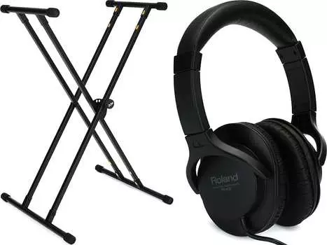 Стойка для клавиатуры On-Stage KS8191 Bullet Nose с комплектом креплений Lok-Tight с закрытыми наушниками Roland RH-5 Comfort Fit Roland + On-Stage RH-5=1 KS8191XX=1