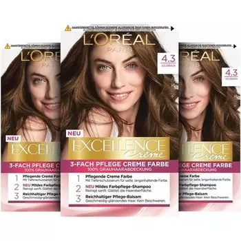 Стойкая крем-краска для волос Paris Excellence Cream 4.3 Золотисто-коричневый 268G, L'Oreal