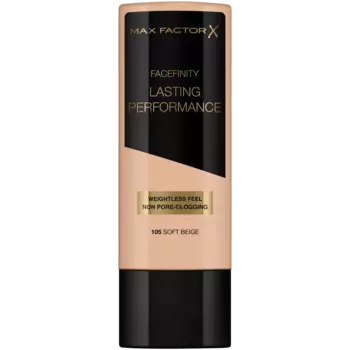 Стойкая покрывающая тональная основа нежно-бежевого цвета 105 Max Factor Facefinity Lasting Performance, 35 мл