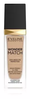 Стойкая жидкая основа с гиалуроновой кислотой Eveline Cosmetics Wonder Match, оттенок 30 Cool Beige 30 мл
