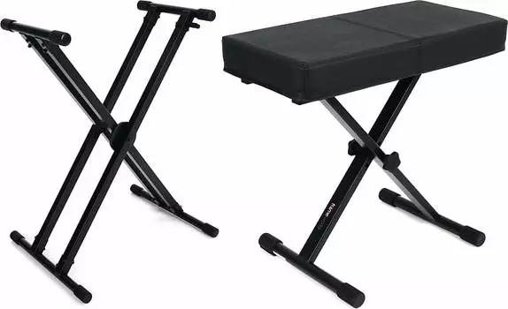 Стойки для сцены KS8291XX Стойка для клавиатуры с фиксатором Lok-Tight Комплект с каркасами Gator GFW-KEY-BNCH-1 Стандартная черная скамья для клавиатуры