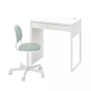 Стол и стул Ikea Micke/Orfjall, белый/зеленый