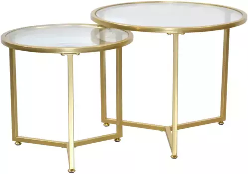 Стол раскладной ACTONA GROUP "Алина", (комплект, 2 шт., комплект из 2 шт.), столешница из безопасного прозрачного стекла 50х41х50 см, цвет goldfarben + goldfarben + Klarglas