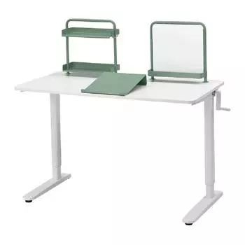 Стол регулируемый комплект Ikea Relatera 117X60 см, белый/светло-серо-зеленый