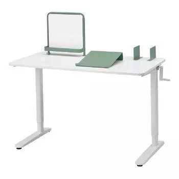 Стол регулируемый комплект Ikea Relatera 117X60 см, белый/светло-серо-зеленый