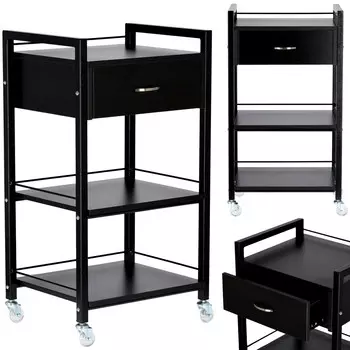 Стол-тележка парикмахера на колесиках для окрашивания 87016B для кабинета салона красоты с выдвижным ящиком Calissimo