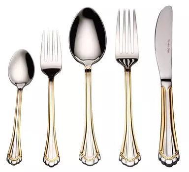 Столовые приборы с покрытием из 24-каратного золота World Gifts 20 шт, золотой