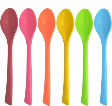 Столовые приборы Tsubamesanjo Leaf, средняя ложка, набор из 6 шт., производство Япония Nagao, Blue,Green,Orange,Pink,Red