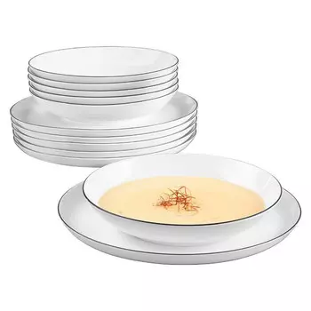 Столовый комплект Lido Black Line круглый, 12 предметов Seltmann Weiden, белый черный