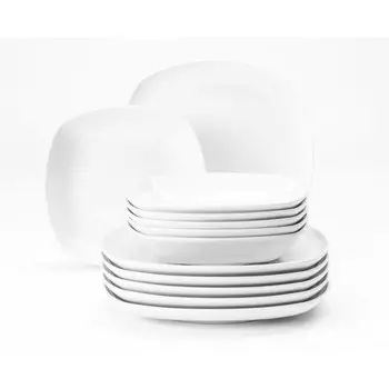 Столовый набор Lido белый квадратный, 12 предметов Seltmann Weiden, белый