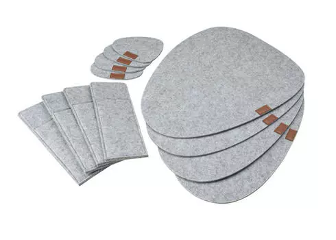 Столовый набор текстильный фетр светло-серый Justinus, светло-серый