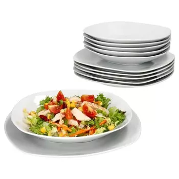 Столовый сервиз Lotta, 12 предметов, белый фарфор, на 6 персон MamboCat