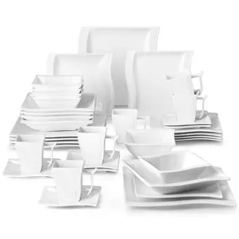 Столовый сервиз MALACASA »FLORA« Набор посуды из 36 предметов, включая миску для хлопьев, комбинированный сервиз из фарфора, белый