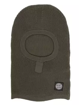 Stone Island балаклава из вирджинской шерсти с нашивкой Compass, зеленый