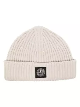 Stone Island Compass-motif ribbed beanie, нейтральный цвет
