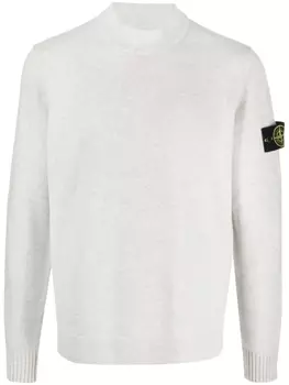 Stone Island Compass-patch virgin wool jumper, серый