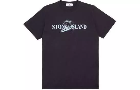 Футболка детская Stone Island с логотипом, черный / белый