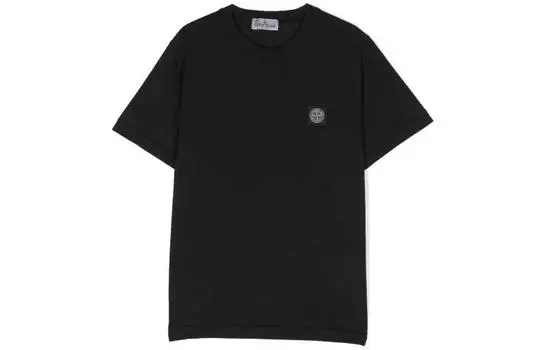 Футболка детская Stone Island с логотипом, черный