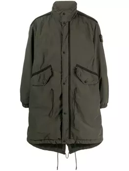 Stone Island длинный плащ David с нашивкой Compass, зеленый