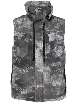 Stone Island дутый жилет Dissolving Grid Camo, серый