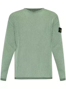 Stone Island джемпер из натуральной шерсти в рубчик, зеленый
