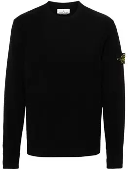 Stone Island джемпер из смеси шерсти с изображением компаса, черный