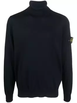 Stone Island джемпер из вирджинской шерсти с высоким воротником, синий