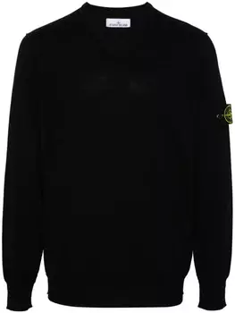 Stone Island джемпер из вирджинской шерсти с нашивкой Compass, черный