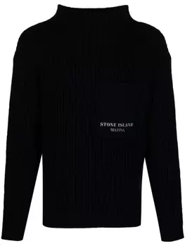 Stone Island джемпер из вирджинской шерсти в рубчик, синий