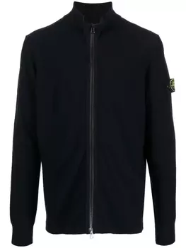 Stone Island джемпер на молнии с нашивкой Compass, синий