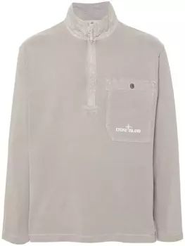 Stone Island джемпер с короткой молнией и логотипом, серый