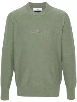 Stone Island джемпер с вышитым логотипом, зеленый