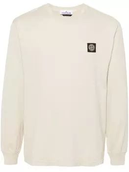 Stone Island футболка из хлопка с нашивкой в виде компаса, нейтральный цвет