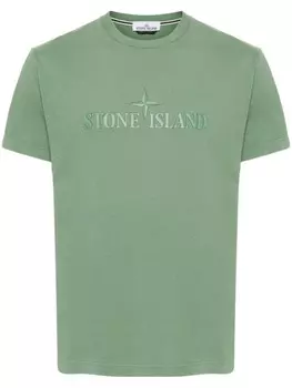 Stone Island футболка из хлопка с тиснением логотипа, зеленый