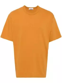 Stone Island футболка из хлопка с вышитым логотипом, оранжевый