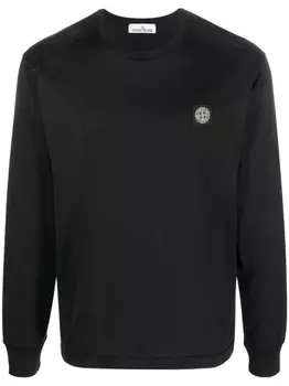 Stone Island футболка с длинными рукавами и нашивкой Compass, черный
