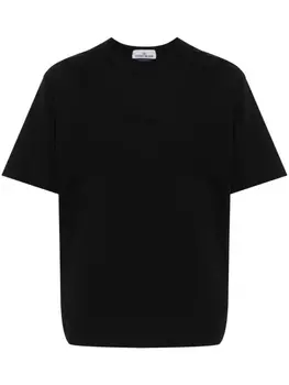 Stone Island футболка с вышитым логотипом, черный