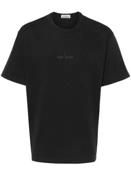Stone Island футболка с вышитым логотипом, черный