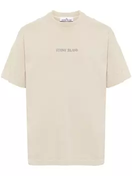 Stone Island футболка с вышитым логотипом, коричневый