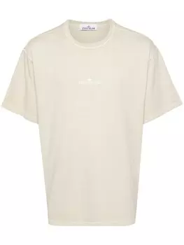 Stone Island футболка с вышитым логотипом, нейтральный цвет