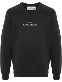 Stone Island хлопковая толстовка, черный