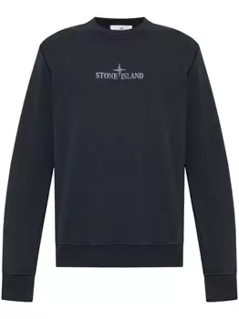 Stone Island хлопковая толстовка с логотипом, синий