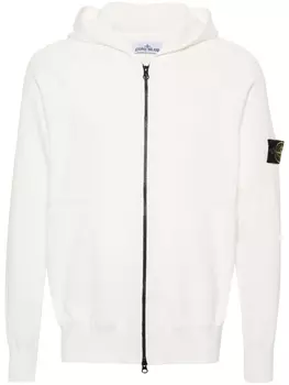 Stone Island худи на молнии с логотипом Compass, нейтральный цвет