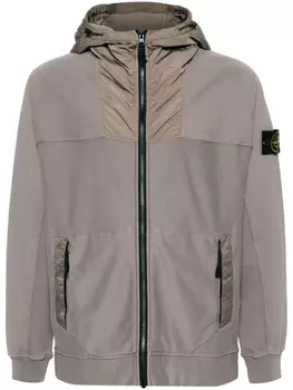 Stone Island худи на молнии с логотипом Compass, коричневый
