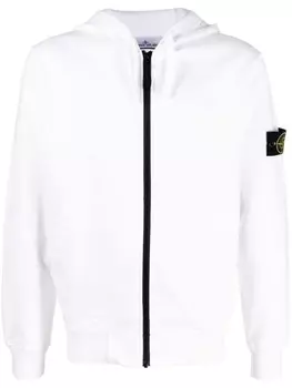 Stone Island худи на молнии с логотипом Compass, белый
